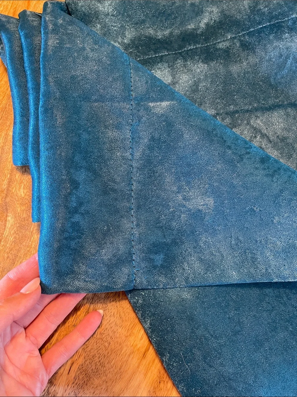 Teal velvet shine curtains
